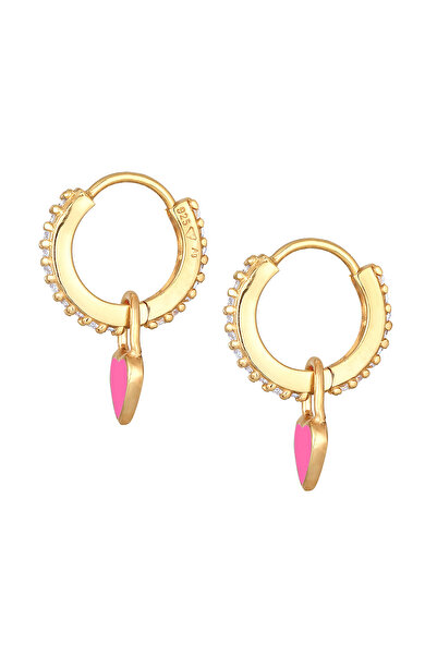 ELLI Ohrringe Creolen Zirkonia Herzen Emaille 925 Silber