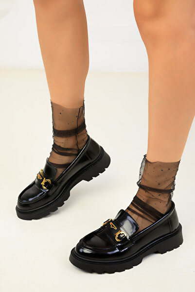 SOHO Black Patent Leather Women's Casual Shoes 18537