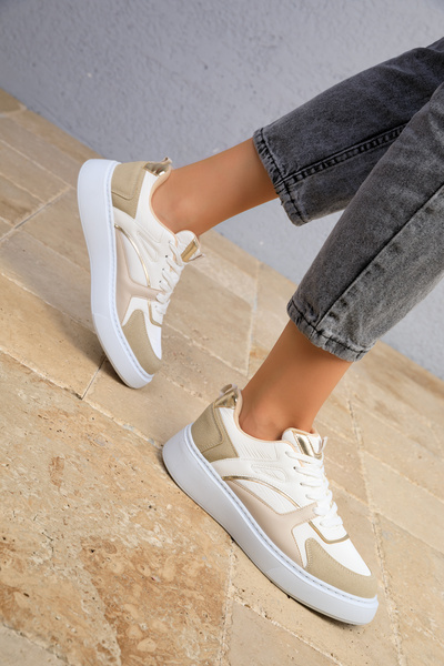 SOHO White-Beige Women's Sneakers 18548