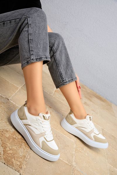 SOHO White-Beige Women's Sneakers 18548