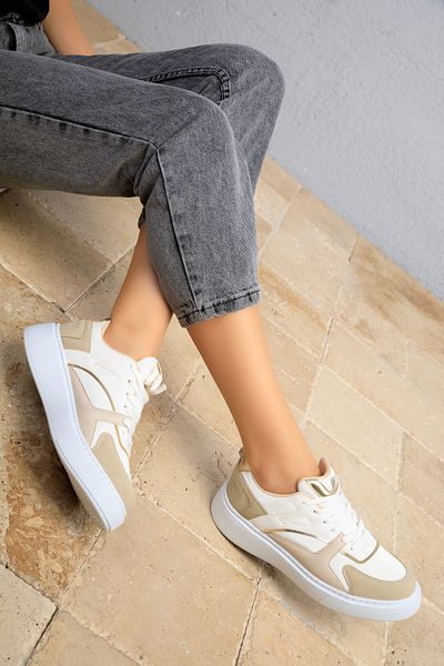 SOHO White-Beige Women's Sneakers 18548