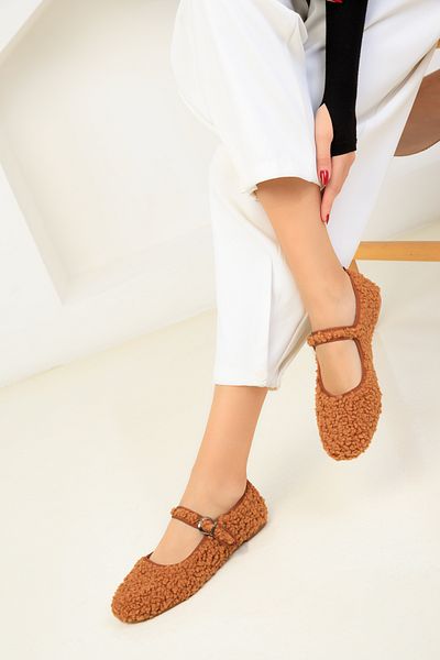 SOHO Tan Plush Women's Ballerinas 18547
