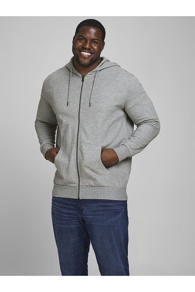 Jack & Jones Plus Hoodie in Übergröße mit durchgehendem Reißverschluss
