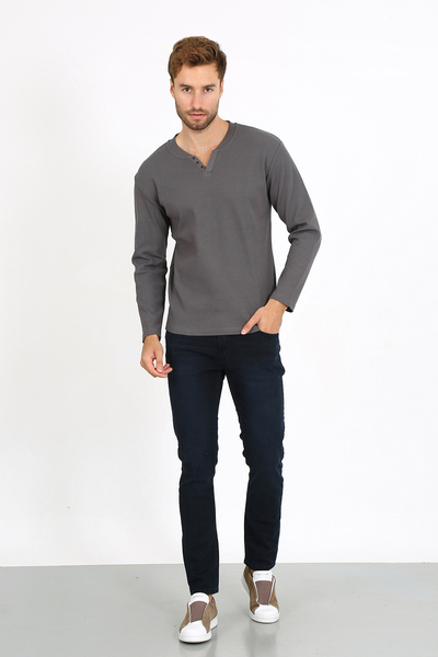 LACİVERTMEN 5524 ΝΕΑ ΣΕΖΟΝ V CUT ΠΟΥΛΟΒΕΡ ΚΑΜΠΟΡΣΕ ΜΕ ΚΟΥΜΠΙ