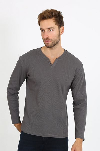 LACİVERTMEN 5524 NEW SEASON V CUT BUTTONED CASE Pullover
