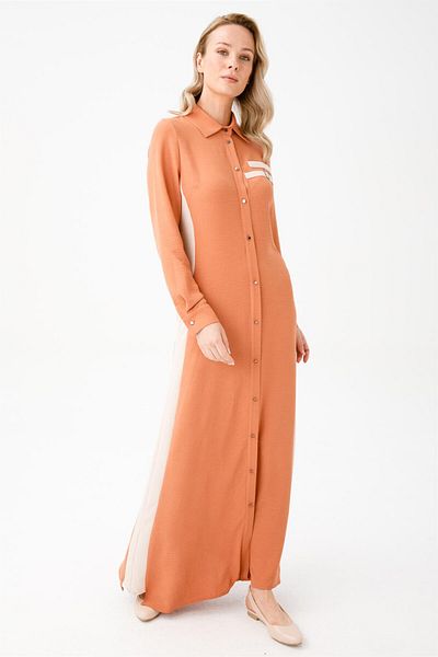 Esswaap Side Garnished Dress with Hidden Placket Shrimp