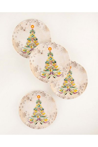 Bursa Porselen Dekor Christmas tree gold 4 piece cookie plate