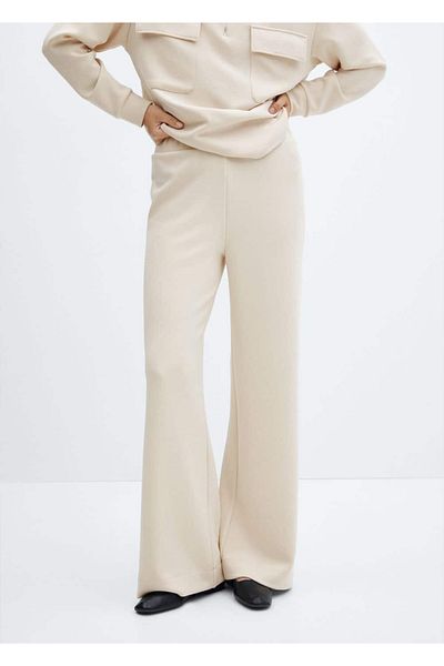 MANGO Woman Elastic waistband wideleg pants
