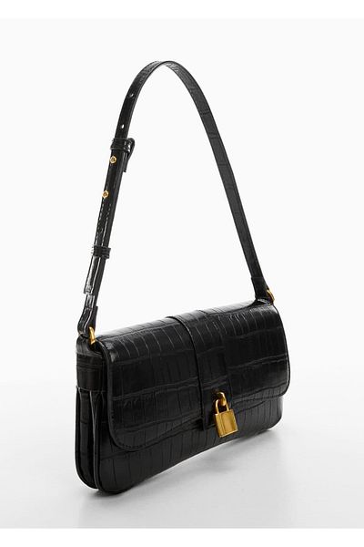 MANGO Woman Geantă de umăr cu aspect piele de crocodil