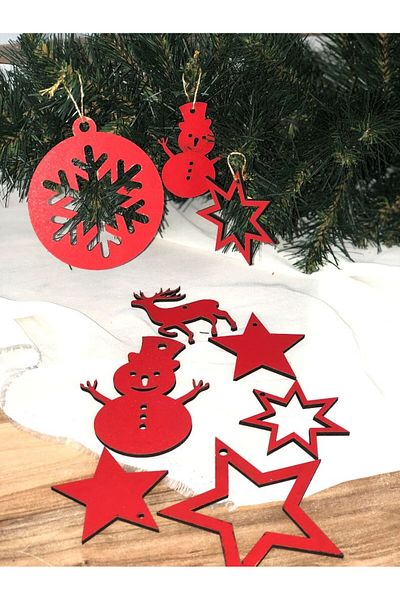 Masalsı Concept Luxury wooden custom Christmas pine tree ornament10 pieces mixed set