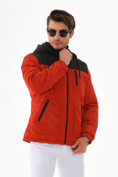 Talsmoda ORANGE AND BLACK COLOR WIND AND WATER PROTECTIVE SPORTS COAT