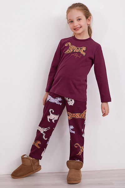 Fanilam Set de pijamale cu mânecă lungă, 100% bumbac, cu modele pentru copii,