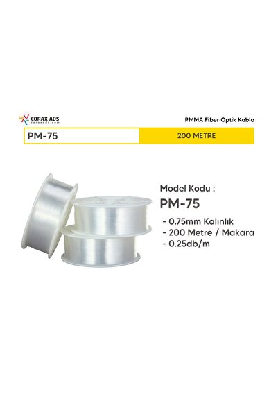 coraxads 0.75mm 200 METRE PMMA UÇTAN IŞIMA FİBER OPTİK AYDINLATMA KABLOSU