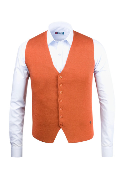 Çizgi Triko Men's Buttoned Sports / Classic Knitwear Knitted Sleeveless Vest Regular Fit