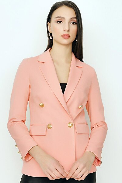 CoolLook Sahte Kapaklı Cep Ceket Yakalı Uzun Kollu Gold Düğmeli Astarlı Rahat...