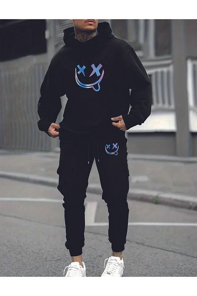 Hunors Sportswear & Company Ανδρική φόρμα oversize με κουκούλα από βαμβακερή φόρμα - Beast Printed