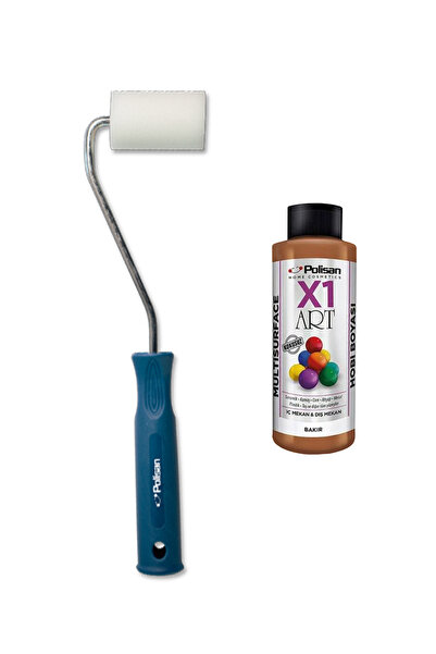 Polisan X1 Art Multisurface Yaldızlı Hobi Boyası 120ml - Bakır 0107 + X1 Art 5cm Mini Rulo