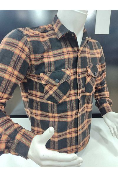 Grand Star DAYBOGLU 100% WOOL LONG SLEEVE DOUBLE POCKET SLIM FIT WOODEN MEN'S SHIRT