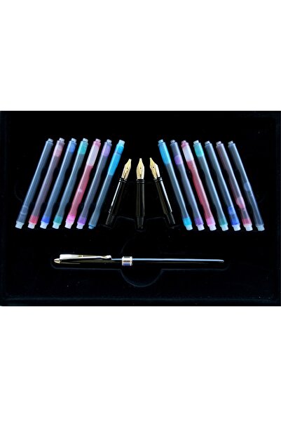 Sanathobi Kaligrafi Dolmakalem Seti 3 Uçlu-(14 yedek kartuş)