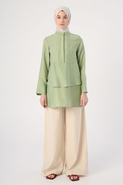 ALLDAY Light Green Flounced Collar Half Layer Tunic