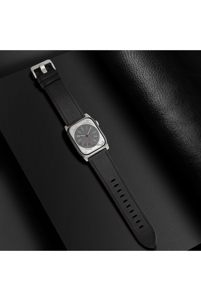 m.tk moveteck Apple Watch Ultra 49MM Band Leather Skin Classic Leather Strap Metal Buckle Perforated Double Color