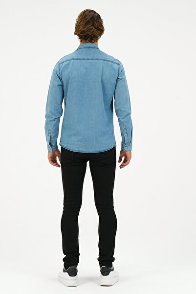 Catto Peak Slim Fit Denim Cepli Gömlek