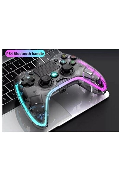 Genel Markalar Şeffaf RGB Işıklı Gamepad JoystickKablosuz Oyun Kolu Ps4 Ps3 Pc Android Tv Telefon Uyumlu