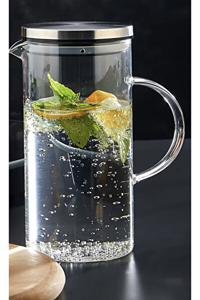 Pembelia Life Metal Vakum Kapaklı 1500 Cc Borosilikat Cam Meşrubat Su Sürahi ...