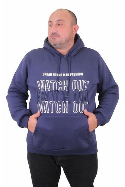 Starbattal Men's Plus Size Hooded Sweat Watch Out 23210 INDIGO