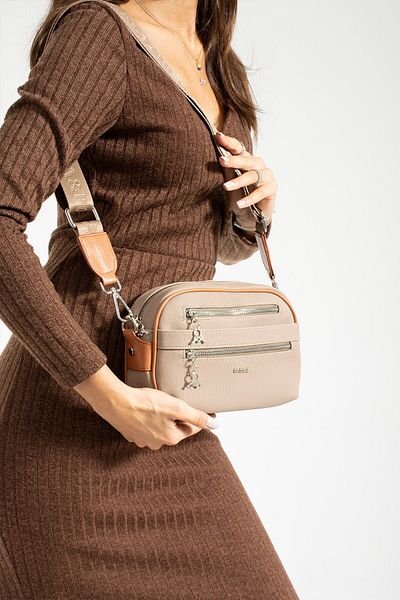 Paul Brand Geantă de umăr încrucișată pentru femei, cu 3 compartimente, mărime mini, sezon nou, maro nurcă 23x16cm PBM630