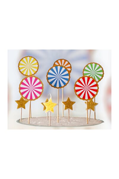 partince Renkli Şeker Pasta Süsü Cake Topper 6 Parça