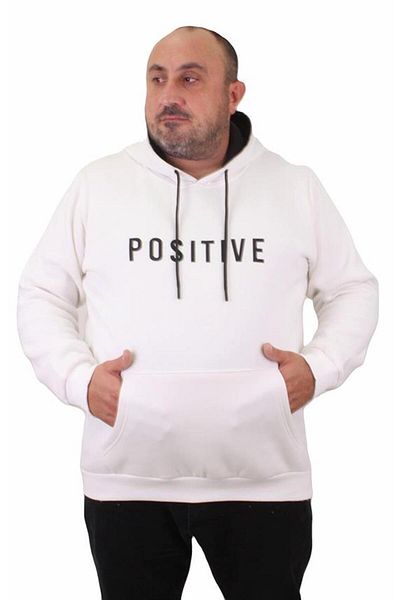 Starbattal Men's Plus Size Hooded Sweat Positive 23211 ECRU