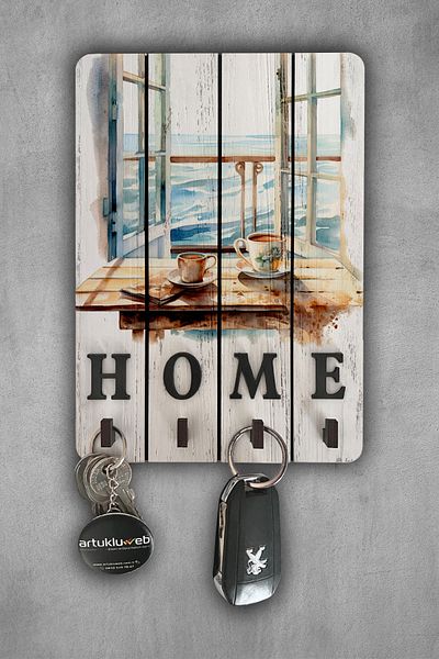 beedene Modern White Wooden Decorative Key Hanger - Keychain Painting