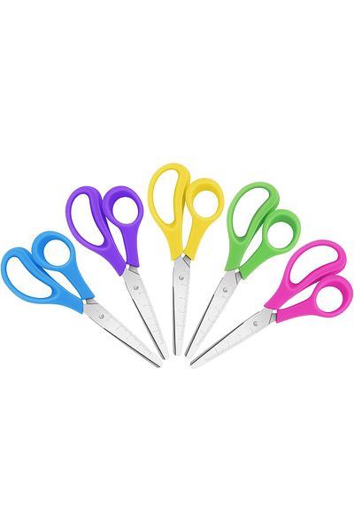 VipDeluXe Asdirne 12.7 cm School Package Children's Scissors Soft Comfortable Handles 5 Pieces
