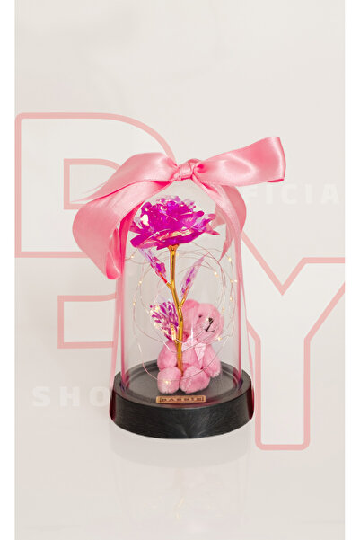 BYSHOPPİNG Ayıcıklı Peri Led Işıklı Sonsuzluk Gülü Fanusu-yılbaşı Özel Hediye...