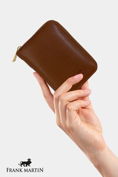 Frank Martin Rio Genuine Women's Wallet with Cascade and Coin Eyes - Coffee Women's Wallet with Zipper