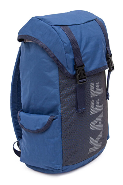 KAFF Logolu Mavi Unisex Krinkıl Kumaş Suya Dayanıklı Büzgülü Seyahat Spor Outdoor Okul Sırt Çantası