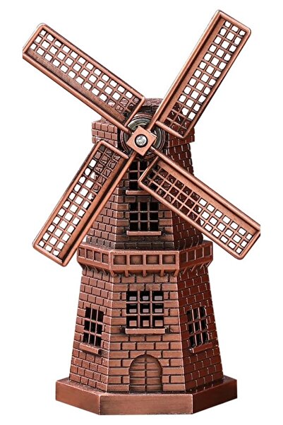 Dünyadan Hediyeler Vintage Metal Hollanda Yel Değirmeni Biblo Antik Bakır 17 cm