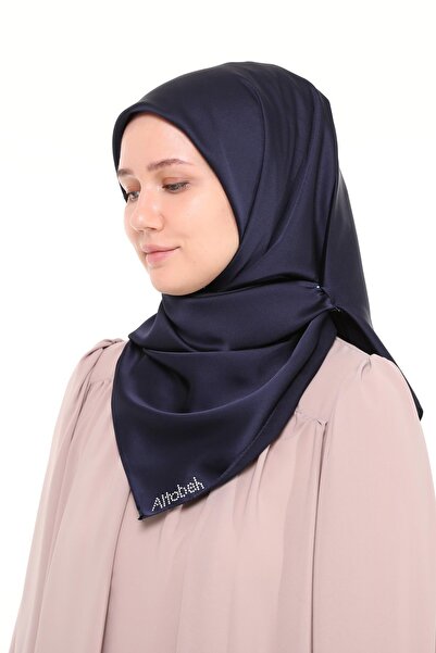 Altobeh Women's Satin Crepe Plain Shiny Evening Dress Scarf-navy blue