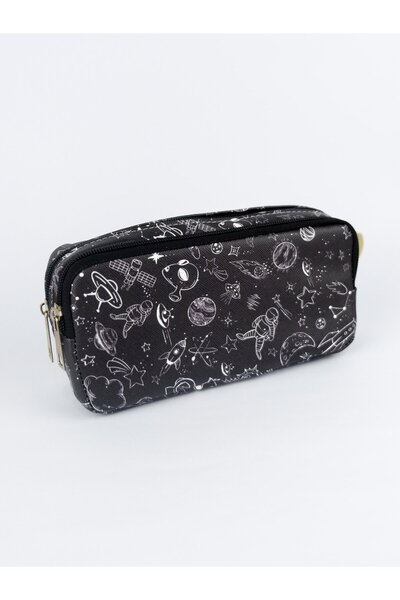 OneSize مقلمة فضائية لطيفة مكونة من قسمين من الجلد النباتي (حامل قلم مزدوج ال...