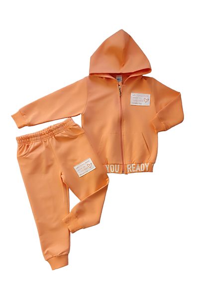 nazar baby Girl's Tracksuit Set - 2 Strings Non-Raised Hooded, Kangaroo Pocket Zippered Sweatshirt and Sweatpants