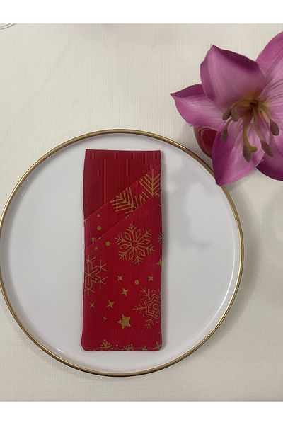 Zeren Home New Year's Patterned Fork Spoon Knife Pocket Serving Presentation 1 Piece