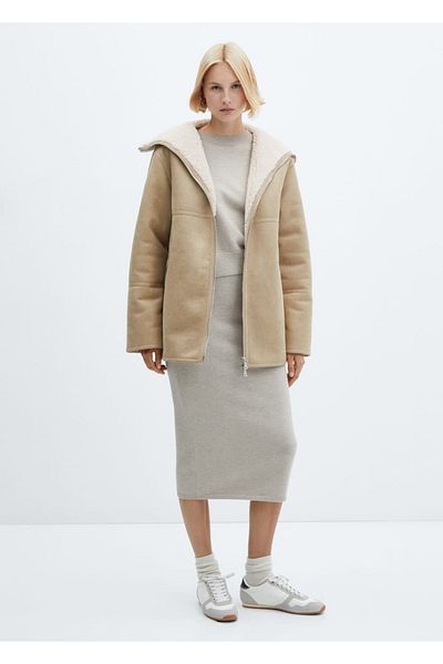 MANGO Woman Double Sided Leather Look Jacket