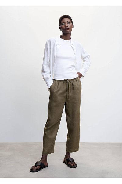 MANGO Woman Plátěné kalhoty Jogger