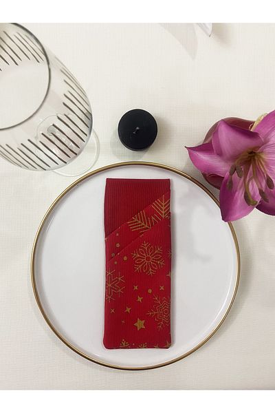 Zeren Home New Year's Patterned Fork Spoon Knife Pocket Serving Presentation 1 Piece
