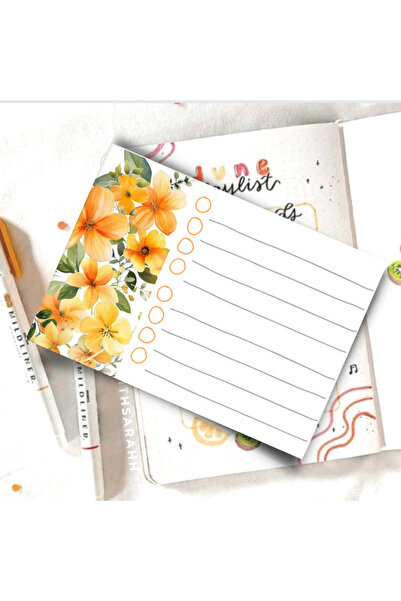 PastelSanat 14x10 Cm 4 Adet Rengarenk Çiçekler Memopad , Bloknot , To Do List , Notepad , Planlayıcı Seti