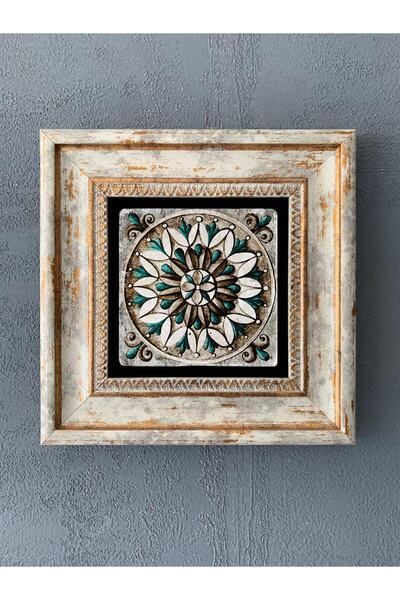 Oscar Stone Decor Çerçeveli Taş Duvar Dekoru 20 X 20 cm Çini Desen