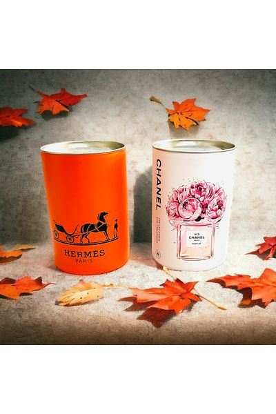 Saccura Decor Decorative Cylinder Box Set with Metal Cover, Orange & Pink Cylinder Box Set
