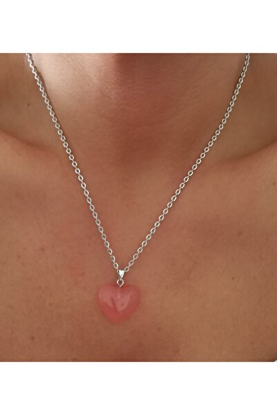 DENİZDENAL قلادة القلب الحجر الطبيعي