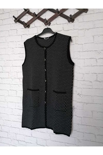 anne moda ankara winter steel knitted, buttoned, knitwear, long vest